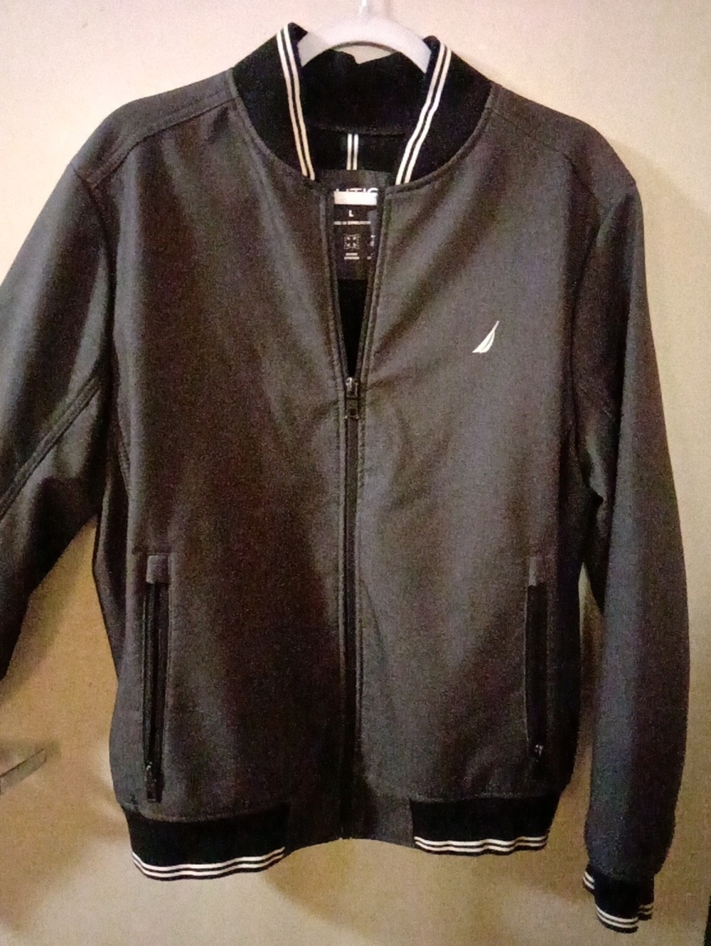 Nautica Black Zip-Front Bomber Jacket